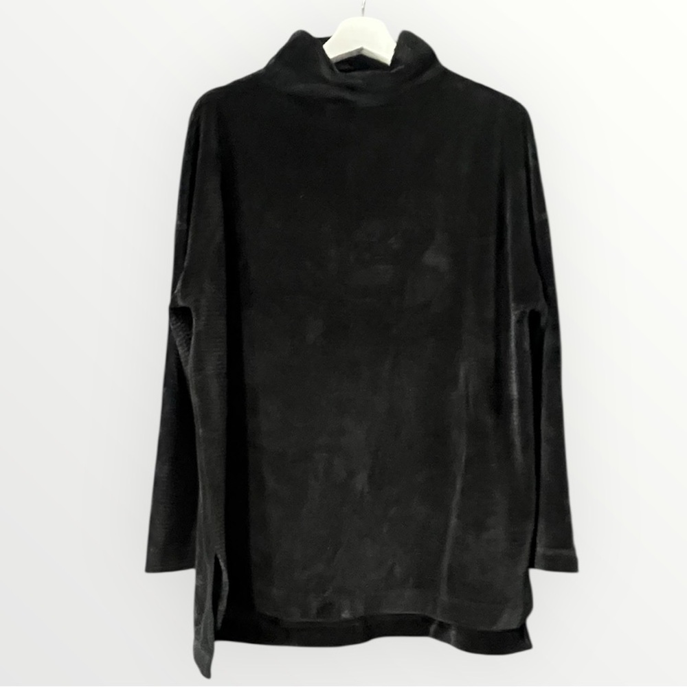 a new day Black Velvet Ribbed Turtleneck Top / Tunic XXL Cozy